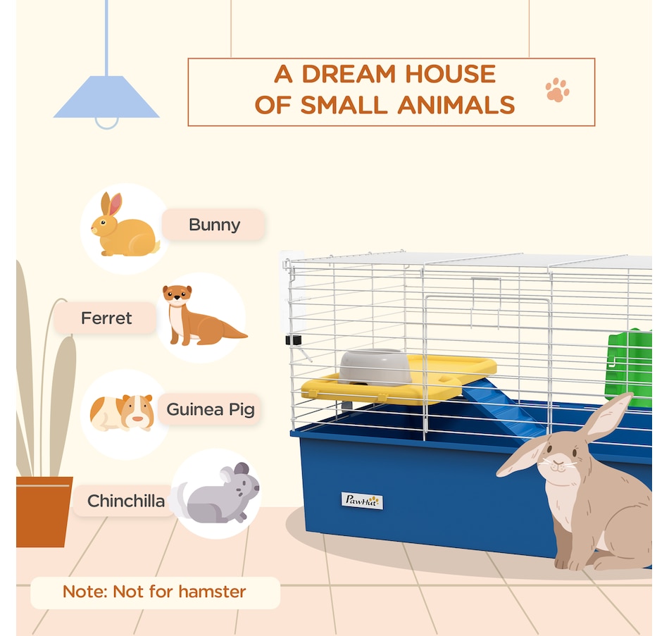 Image 923319_ALTMORE3.jpg, Product 923-319 / Price $67.99, PawHut 18.5" Small Animal Cage with Water Bottle, Food Dish, Ramp, Blue from PawHut on TSC.ca's Home & Garden department