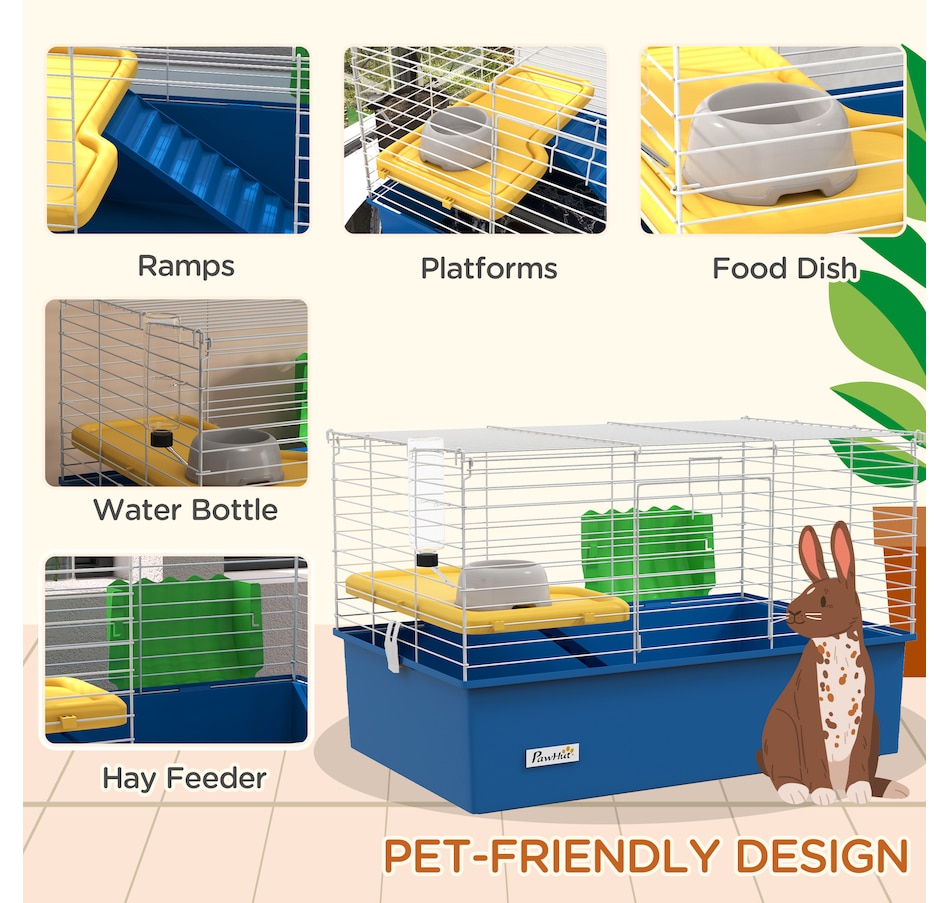 Image 923319_ALTMORE4.jpg, Product 923-319 / Price $67.99, PawHut 18.5" Small Animal Cage with Water Bottle, Food Dish, Ramp, Blue from PawHut on TSC.ca's Home & Garden department