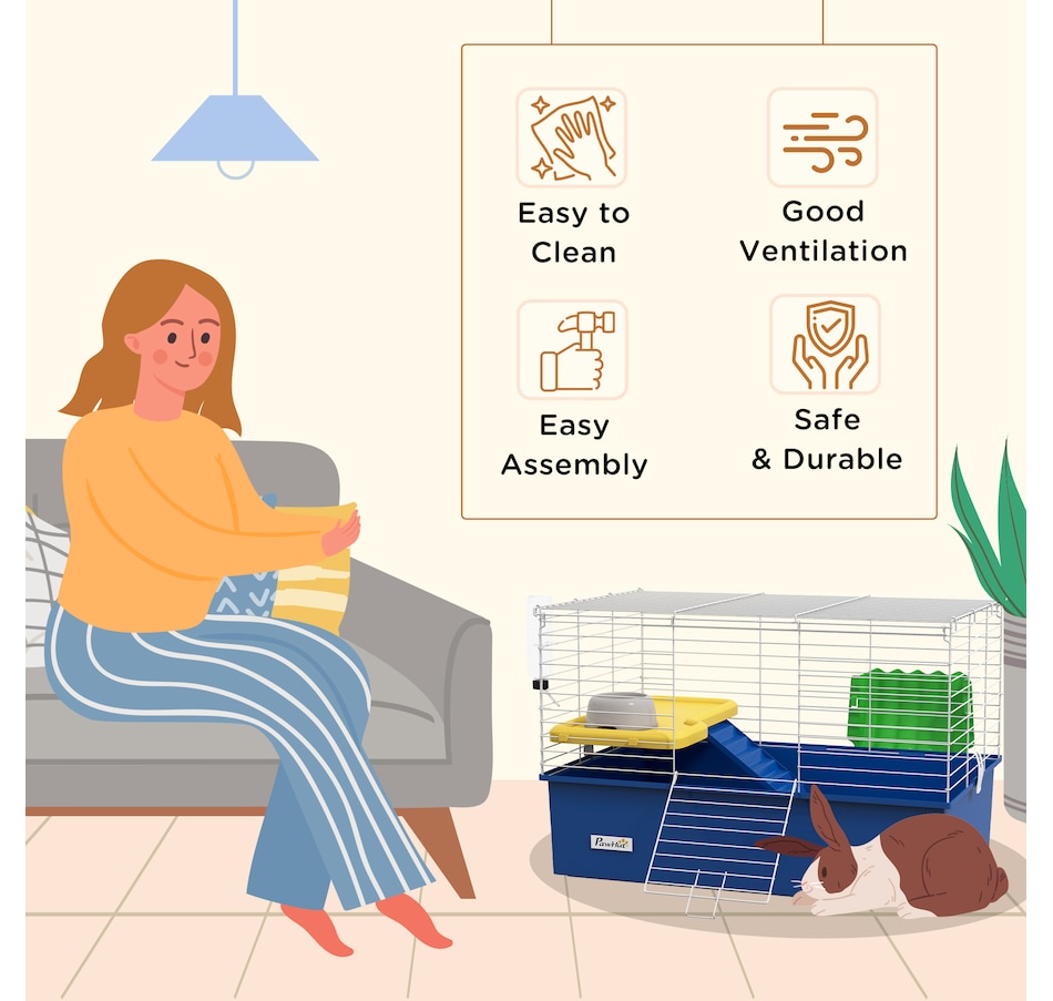 Image 923319_ALTMORE5.jpg, Product 923-319 / Price $67.99, PawHut 18.5" Small Animal Cage with Water Bottle, Food Dish, Ramp, Blue from PawHut on TSC.ca's Home & Garden department