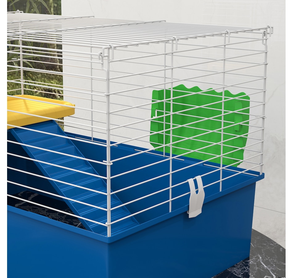 Image 923319_ALTMORE7.jpg, Product 923-319 / Price $67.99, PawHut 18.5" Small Animal Cage with Water Bottle, Food Dish, Ramp, Blue from PawHut on TSC.ca's Home & Garden department