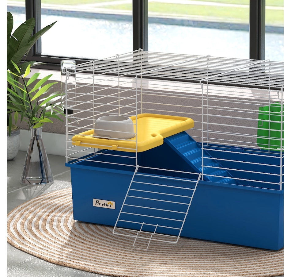 Image 923319_ALTMORE8.jpg, Product 923-319 / Price $67.99, PawHut 18.5" Small Animal Cage with Water Bottle, Food Dish, Ramp, Blue from PawHut on TSC.ca's Home & Garden department
