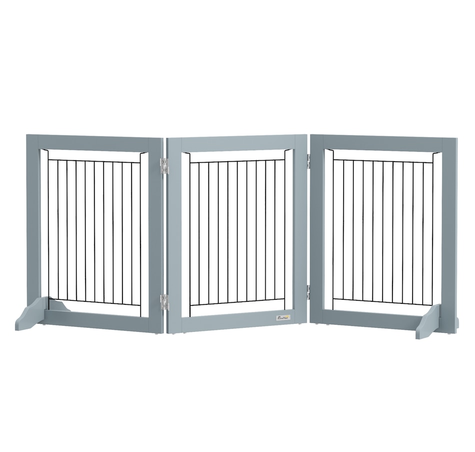 Image 923330.jpg, Product 923-330 / Price $76.99, PawHut Freestanding Pet Gate, Folding Dog Gate with 2 Support Feet - Grey from PawHut on TSC.ca's Home & Garden department