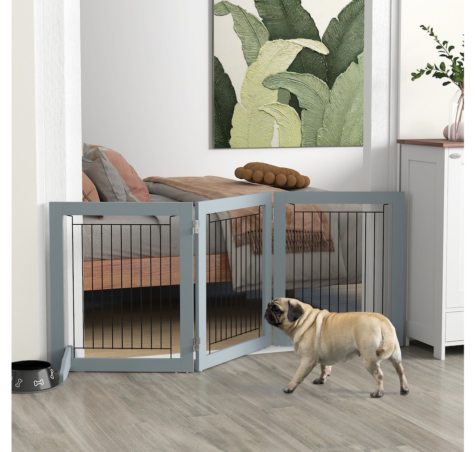 Image 923330_ALTMORE1.jpg, Product 923-330 / Price $76.99, PawHut Freestanding Pet Gate, Folding Dog Gate with 2 Support Feet - Grey from PawHut on TSC.ca's Home & Garden department