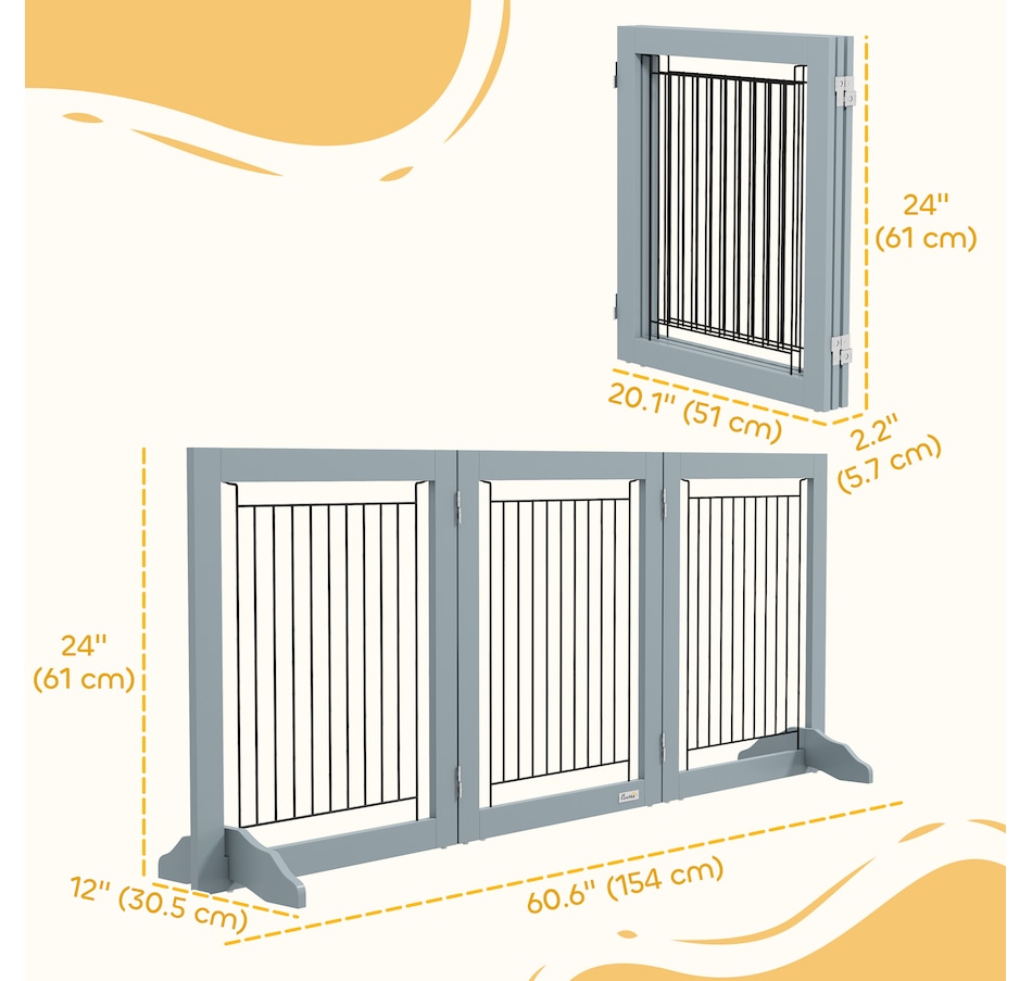 Image 923330_ALTMORE2.jpg, Product 923-330 / Price $76.99, PawHut Freestanding Pet Gate, Folding Dog Gate with 2 Support Feet - Grey from PawHut on TSC.ca's Home & Garden department