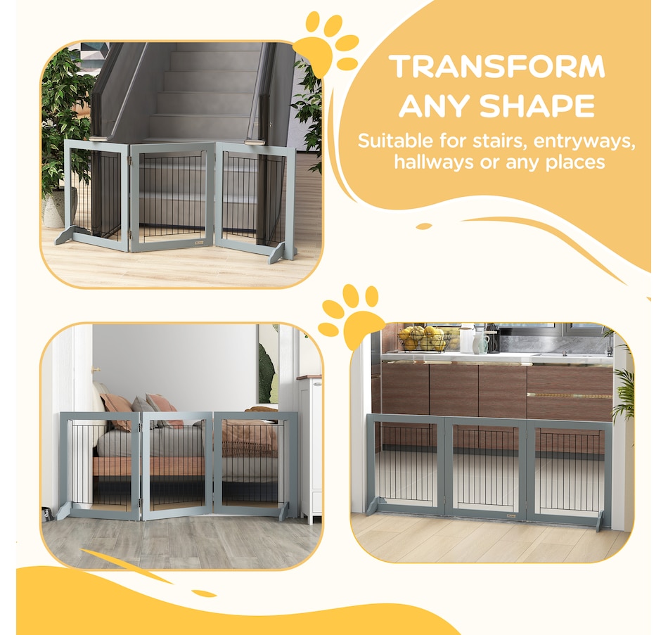 Image 923330_ALTMORE3.jpg, Product 923-330 / Price $76.99, PawHut Freestanding Pet Gate, Folding Dog Gate with 2 Support Feet - Grey from PawHut on TSC.ca's Home & Garden department