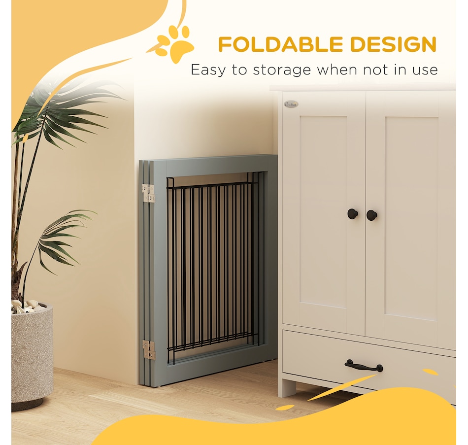 Image 923330_ALTMORE4.jpg, Product 923-330 / Price $76.99, PawHut Freestanding Pet Gate, Folding Dog Gate with 2 Support Feet - Grey from PawHut on TSC.ca's Home & Garden department