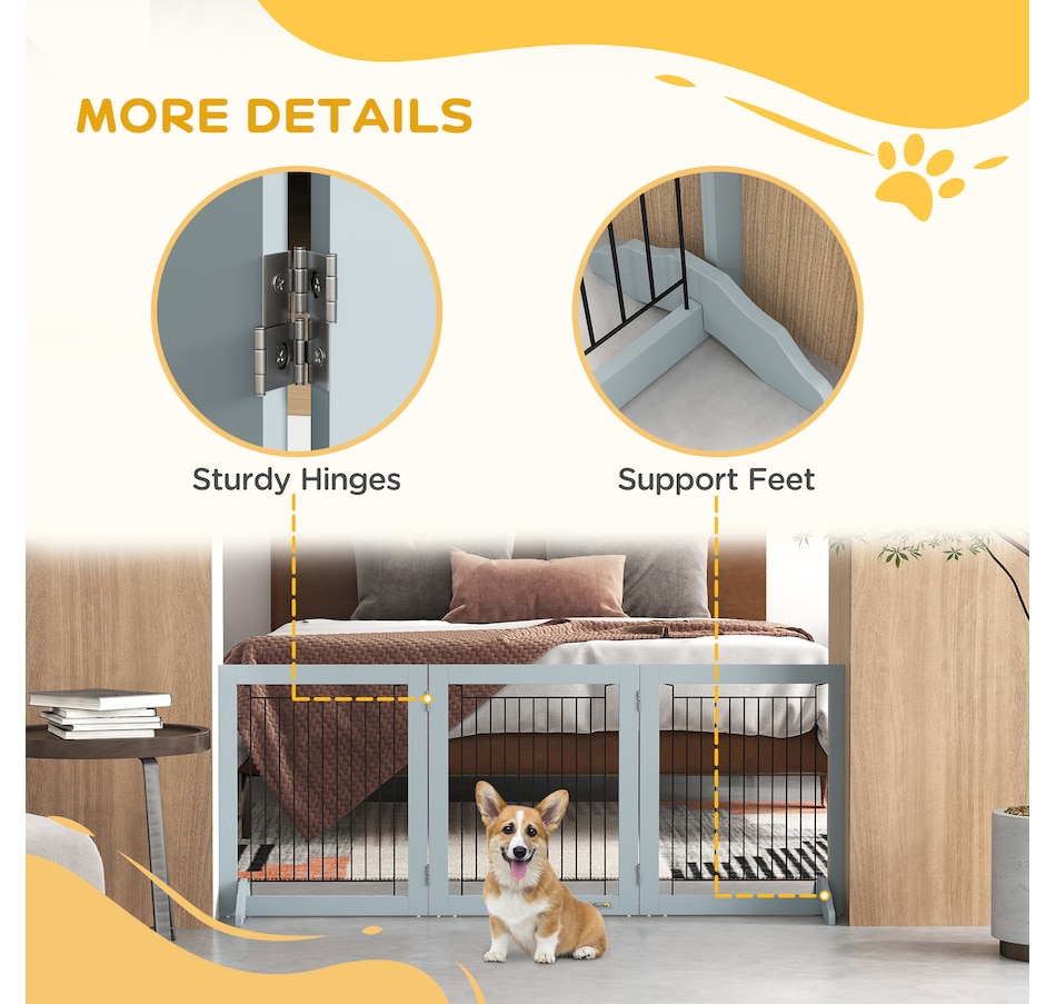 Image 923330_ALTMORE5.jpg, Product 923-330 / Price $76.99, PawHut Freestanding Pet Gate, Folding Dog Gate with 2 Support Feet - Grey from PawHut on TSC.ca's Home & Garden department