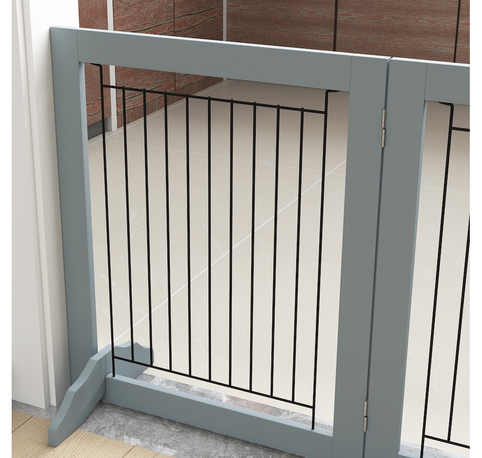 Image 923330_ALTMORE7.jpg, Product 923-330 / Price $76.99, PawHut Freestanding Pet Gate, Folding Dog Gate with 2 Support Feet - Grey from PawHut on TSC.ca's Home & Garden department