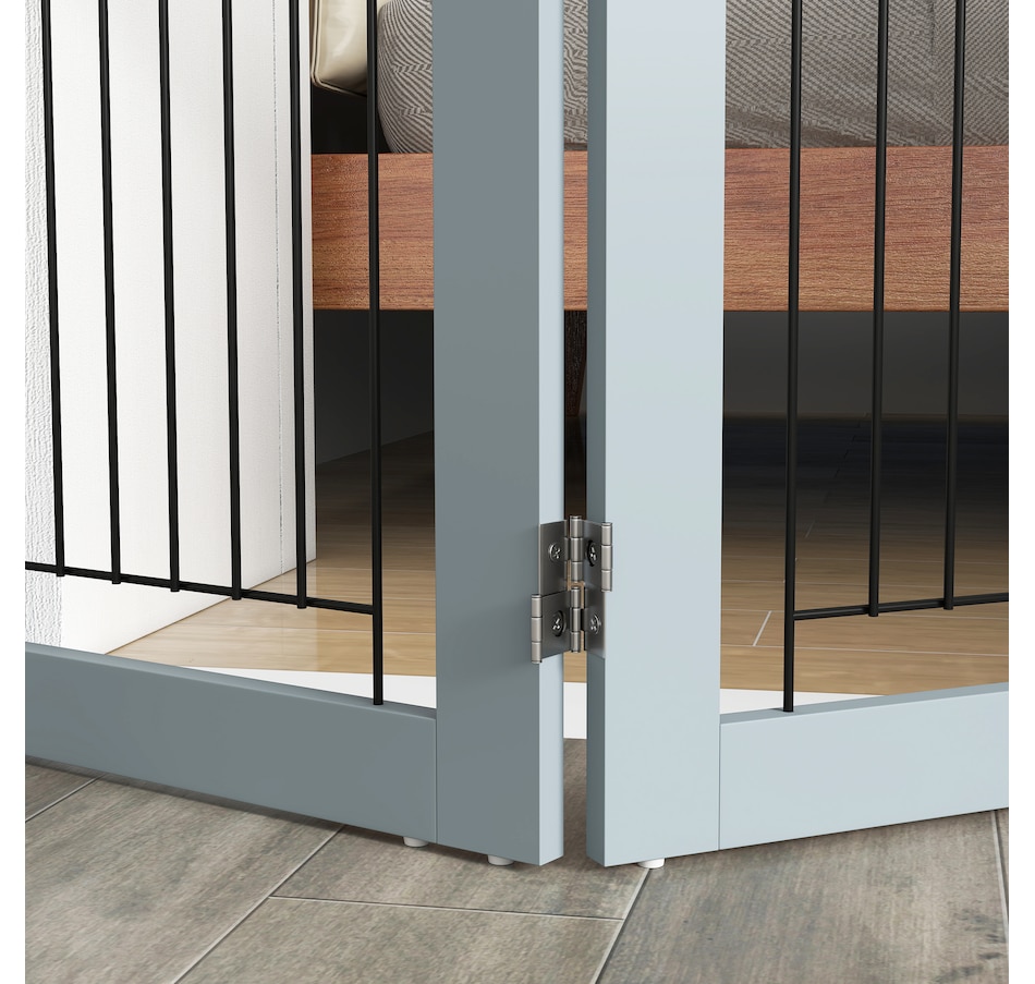 Image 923330_ALTMORE8.jpg, Product 923-330 / Price $76.99, PawHut Freestanding Pet Gate, Folding Dog Gate with 2 Support Feet - Grey from PawHut on TSC.ca's Home & Garden department