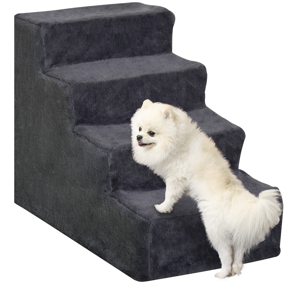 Image 923355.jpg, Product 923-355 / Price $46.99, PawHut 4-Step Pet Steps Cat Stairs, Cats/Dogs, Climbing on Bed, Dark Grey from PawHut on TSC.ca's Home & Garden department