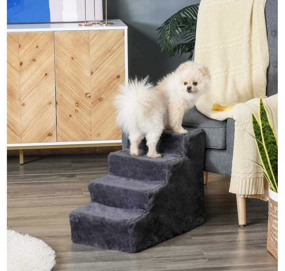Image 923355_ALTMORE1.jpg, Product 923-355 / Price $46.99, PawHut 4-Step Pet Steps Cat Stairs, Cats/Dogs, Climbing on Bed, Dark Grey from PawHut on TSC.ca's Home & Garden department