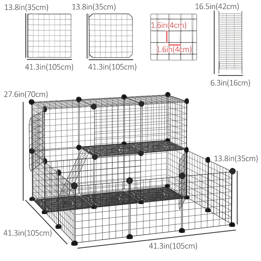Image 923363_ALTMORE2.jpg, Product 923-363 / Price $56.99, PawHut 31 Panels Small Animal Cage, Bunny Playpen with Doors, Ramp from PawHut on TSC.ca's Home & Garden department
