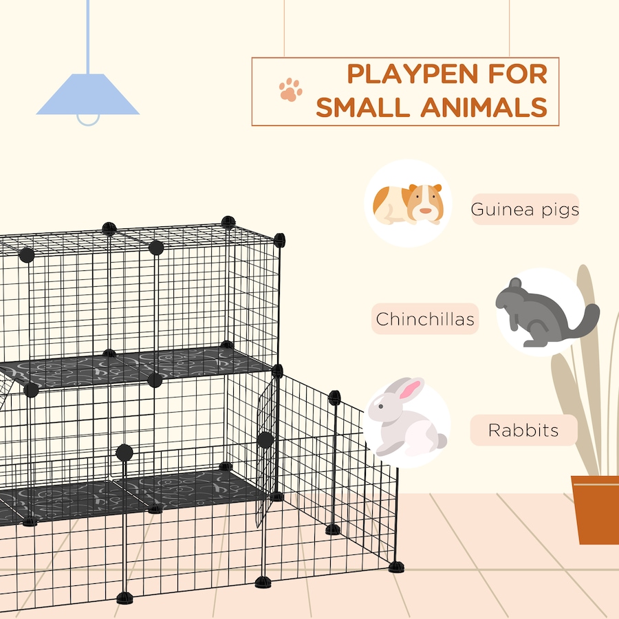 Image 923363_ALTMORE4.jpg, Product 923-363 / Price $56.99, PawHut 31 Panels Small Animal Cage, Bunny Playpen with Doors, Ramp from PawHut on TSC.ca's Home & Garden department