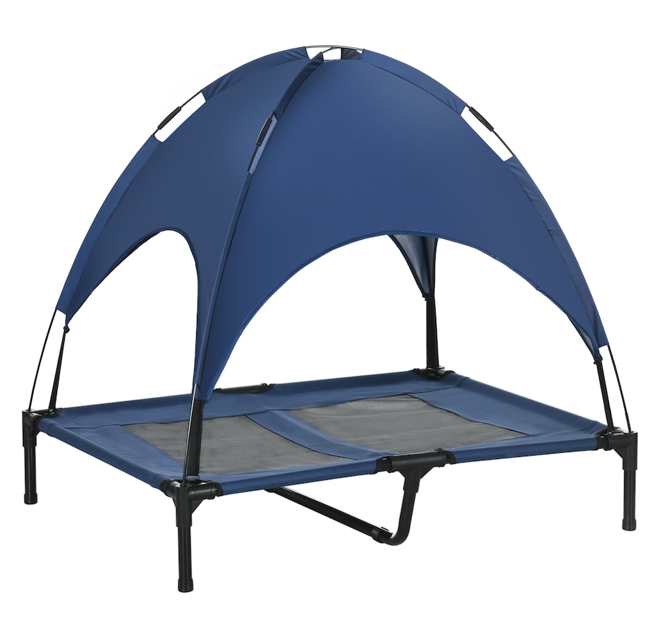 Image 923369.jpg, Product 923-369 / Price $58.99, PawHut Elevated Cooling Pet Bed Portable Raised Dog Cot with Canopy, Blue from PawHut on TSC.ca's Home & Garden department