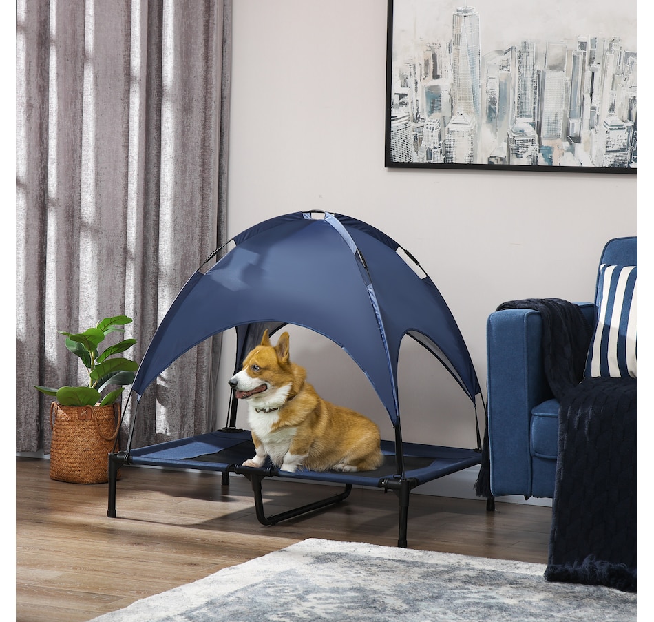 Image 923369_ALTMORE1.jpg, Product 923-369 / Price $58.99, PawHut Elevated Cooling Pet Bed Portable Raised Dog Cot with Canopy, Blue from PawHut on TSC.ca's Home & Garden department