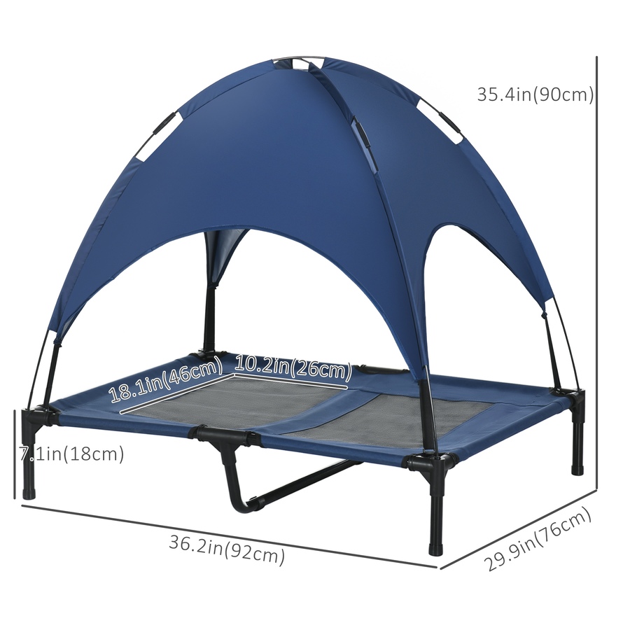 Image 923369_ALTMORE2.jpg, Product 923-369 / Price $54.99, PawHut Elevated Cooling Pet Bed Portable Raised Dog Cot with Canopy, Blue from PawHut on TSC.ca's Home & Garden department