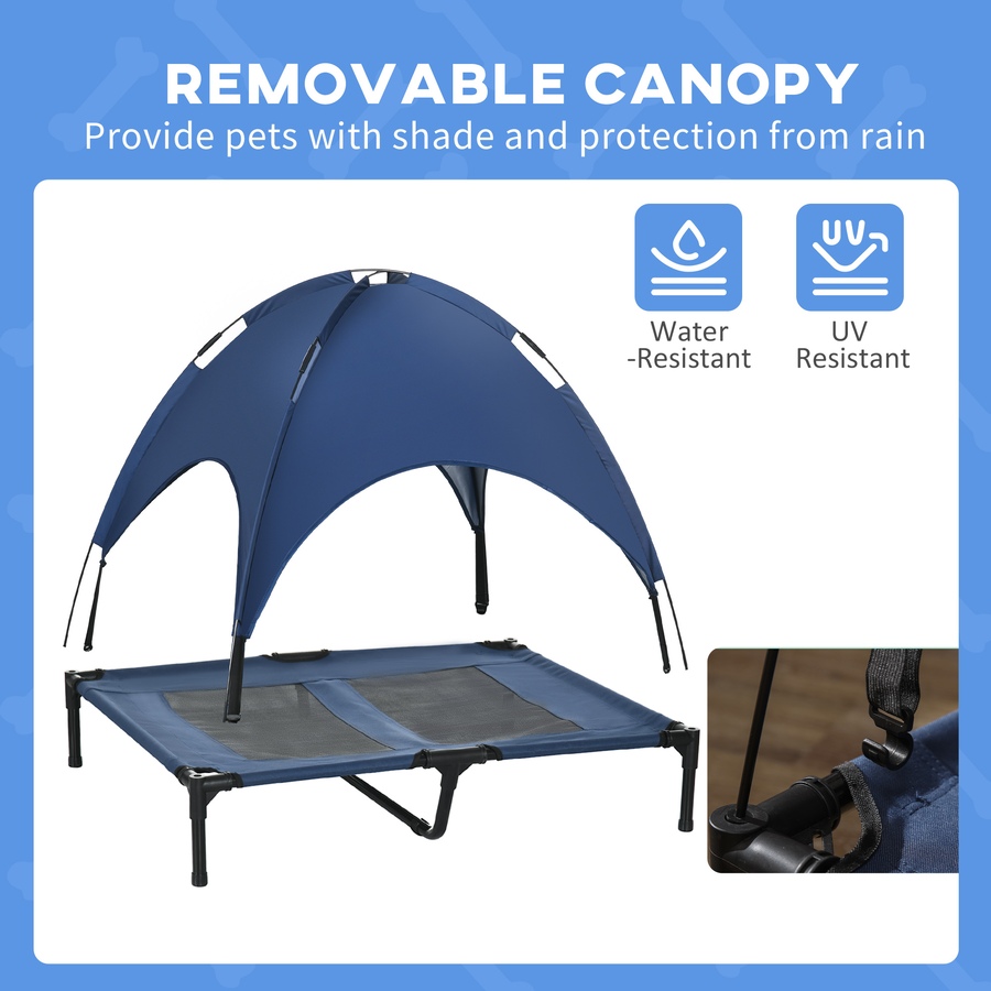 Image 923369_ALTMORE5.jpg, Product 923-369 / Price $54.99, PawHut Elevated Cooling Pet Bed Portable Raised Dog Cot with Canopy, Blue from PawHut on TSC.ca's Home & Garden department