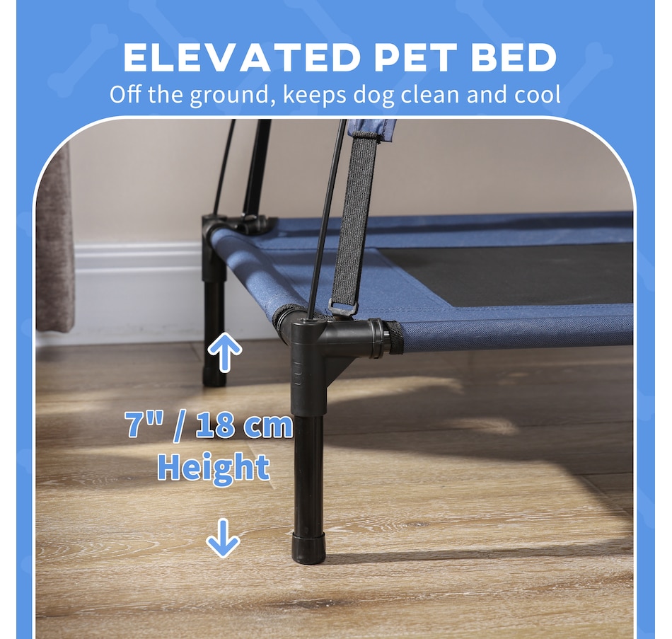 Image 923369_ALTMORE6.jpg, Product 923-369 / Price $58.99, PawHut Elevated Cooling Pet Bed Portable Raised Dog Cot with Canopy, Blue from PawHut on TSC.ca's Home & Garden department
