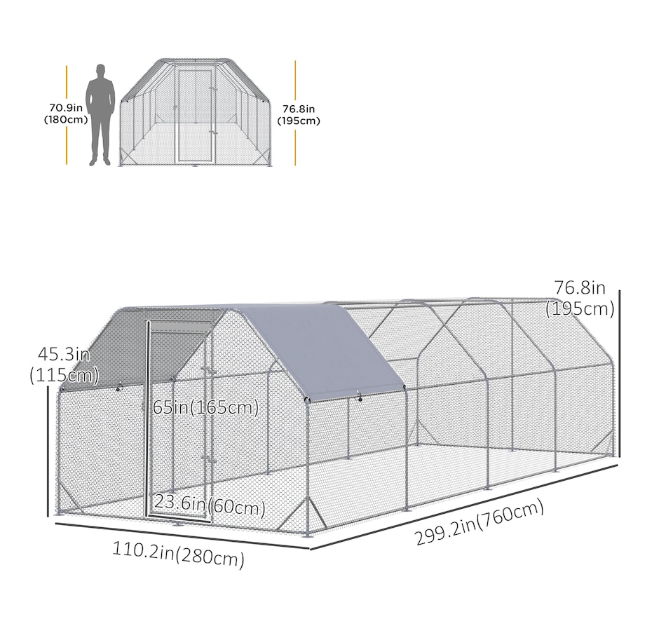 Image 923408_ALTMORE2.jpg, Product 923-408 / Price $449.99, PawHut Metal Chicken Coop for 20-25 Chickens, Walk In Chicken Run with Roof from PawHut on TSC.ca's Home & Garden department