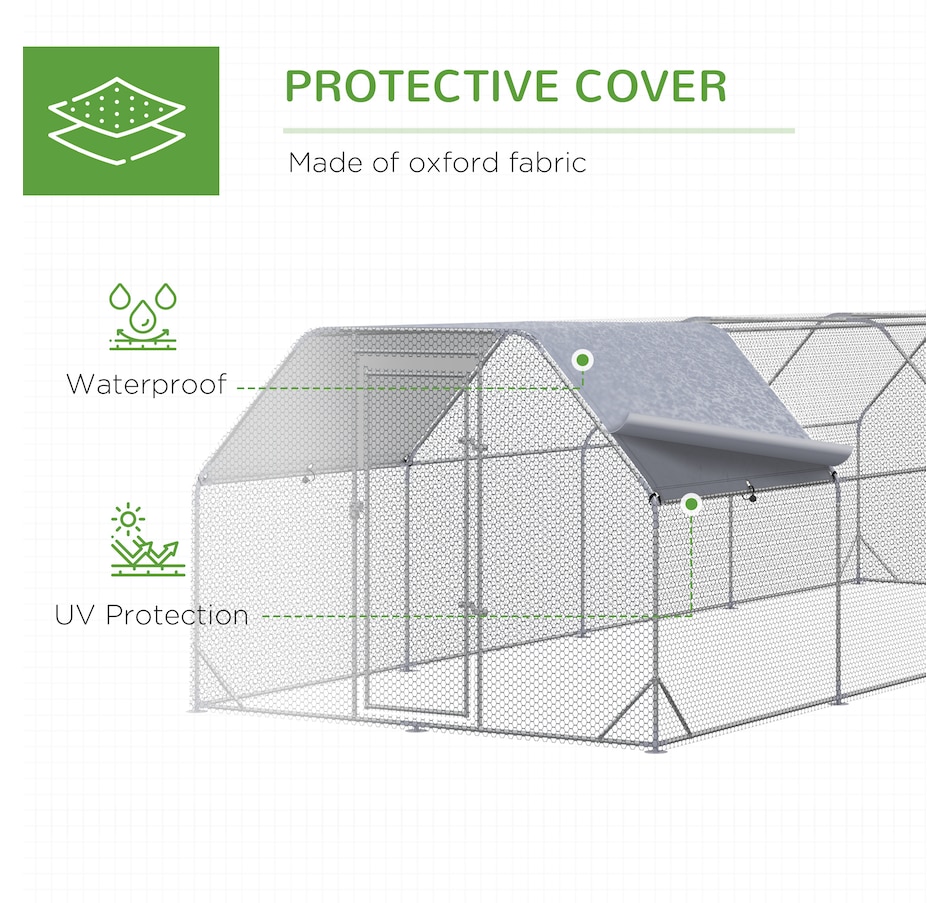 Image 923408_ALTMORE6.jpg, Product 923-408 / Price $449.99, PawHut Metal Chicken Coop for 20-25 Chickens, Walk In Chicken Run with Roof from PawHut on TSC.ca's Home & Garden department
