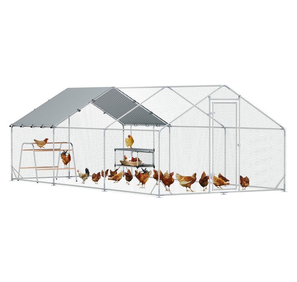 Image 923416.jpg, Product 923-416 / Price $452.99, PawHut Large Metal Chicken Coop with Waterproof Cover, 9.8 x 19.7 x 6.4 ft from PawHut on TSC.ca's Home & Garden department