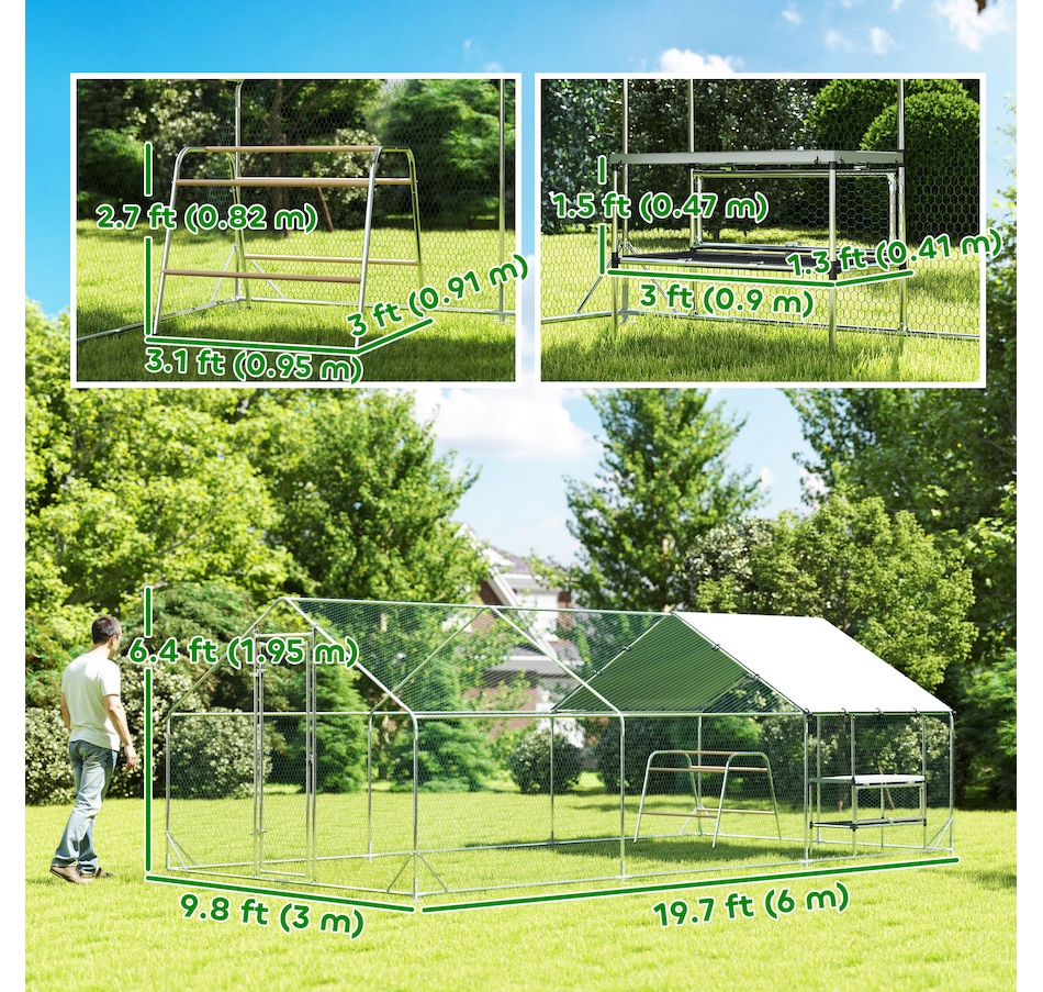 Image 923416_ALTMORE2.jpg, Product 923-416 / Price $452.99, PawHut Large Metal Chicken Coop with Waterproof Cover, 9.8 x 19.7 x 6.4 ft from PawHut on TSC.ca's Home & Garden department