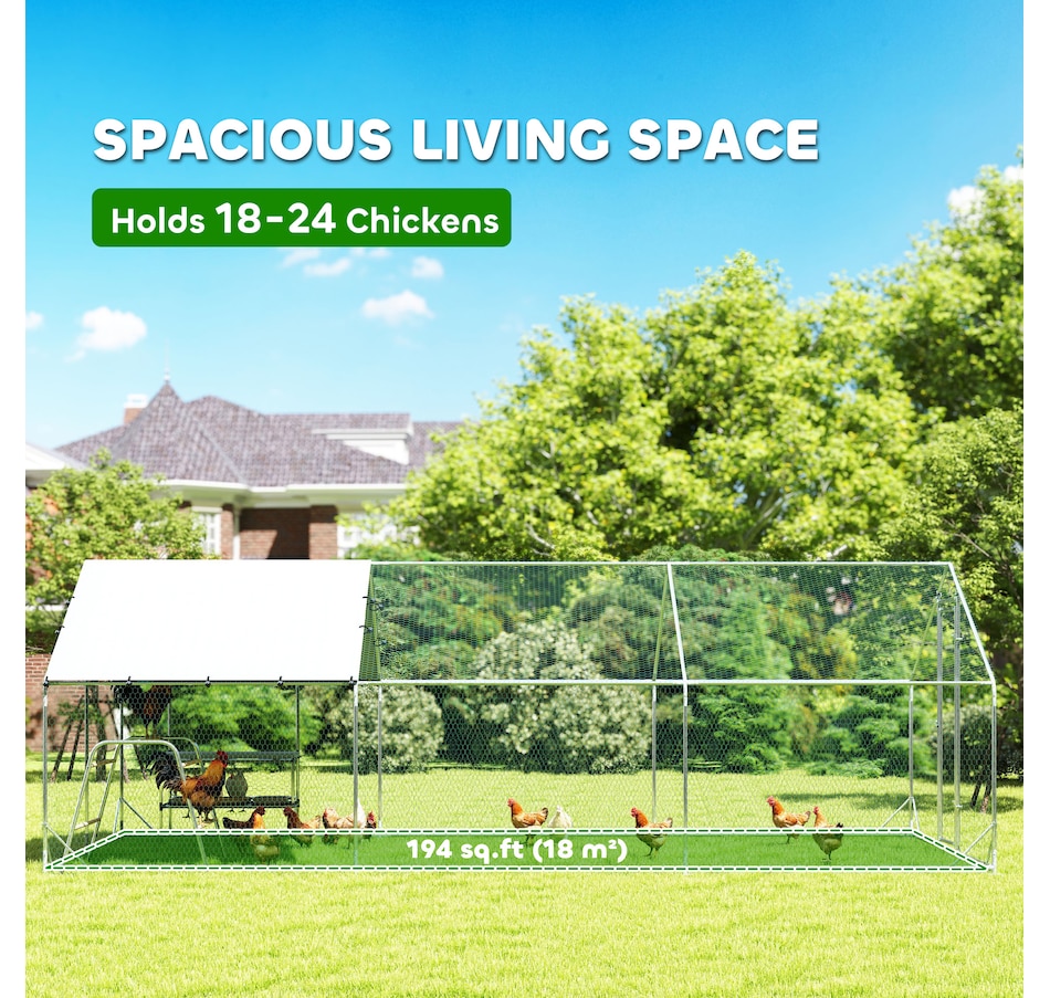 Image 923416_ALTMORE3.jpg, Product 923-416 / Price $452.99, PawHut Large Metal Chicken Coop with Waterproof Cover, 9.8 x 19.7 x 6.4 ft from PawHut on TSC.ca's Home & Garden department