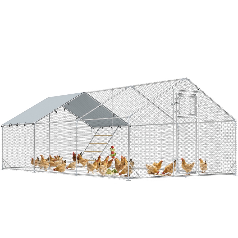 Image 923417.jpg, Product 923-417 / Price $329.99, PawHut Chicken Run, Large Metal Chicken Coop w/ Cover for 18-24 Chickens from PawHut on TSC.ca's Home & Garden department