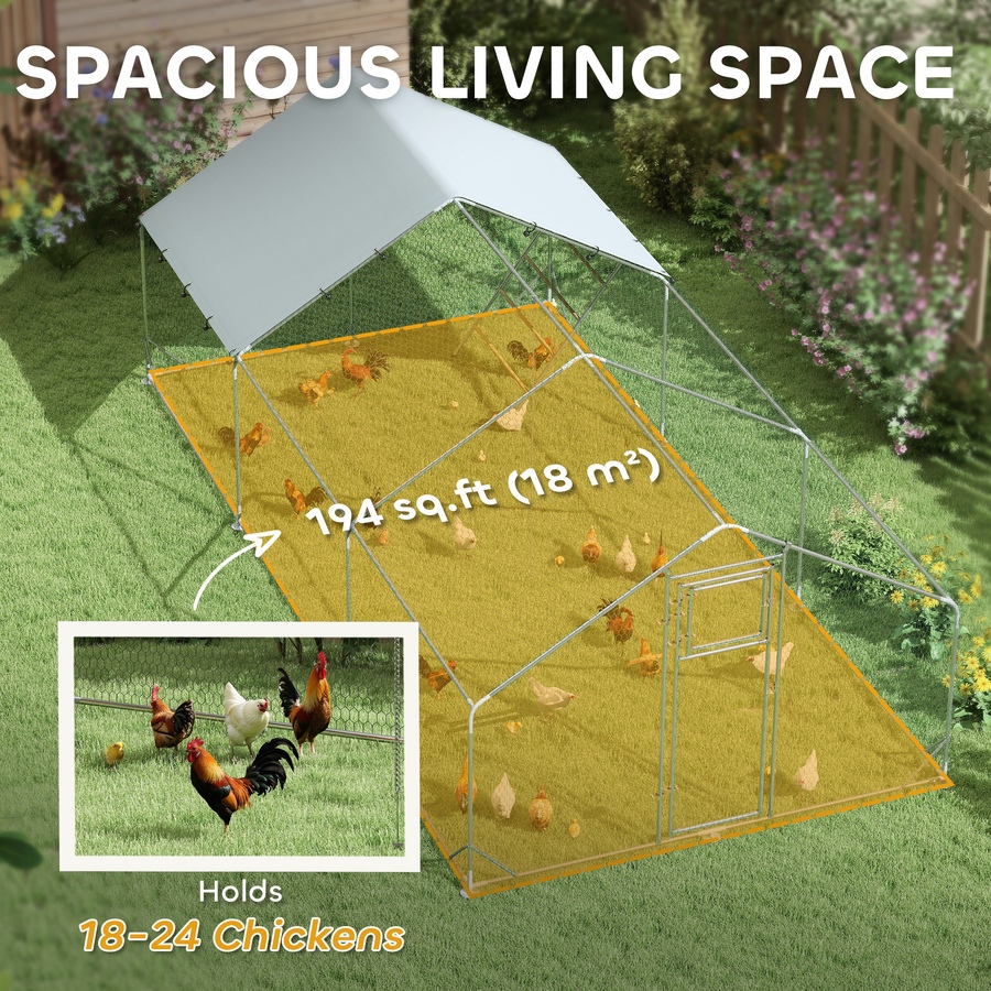 Image 923417_ALTMORE4.jpg, Product 923-417 / Price $329.99, PawHut Chicken Run, Large Metal Chicken Coop w/ Cover for 18-24 Chickens from PawHut on TSC.ca's Home & Garden department