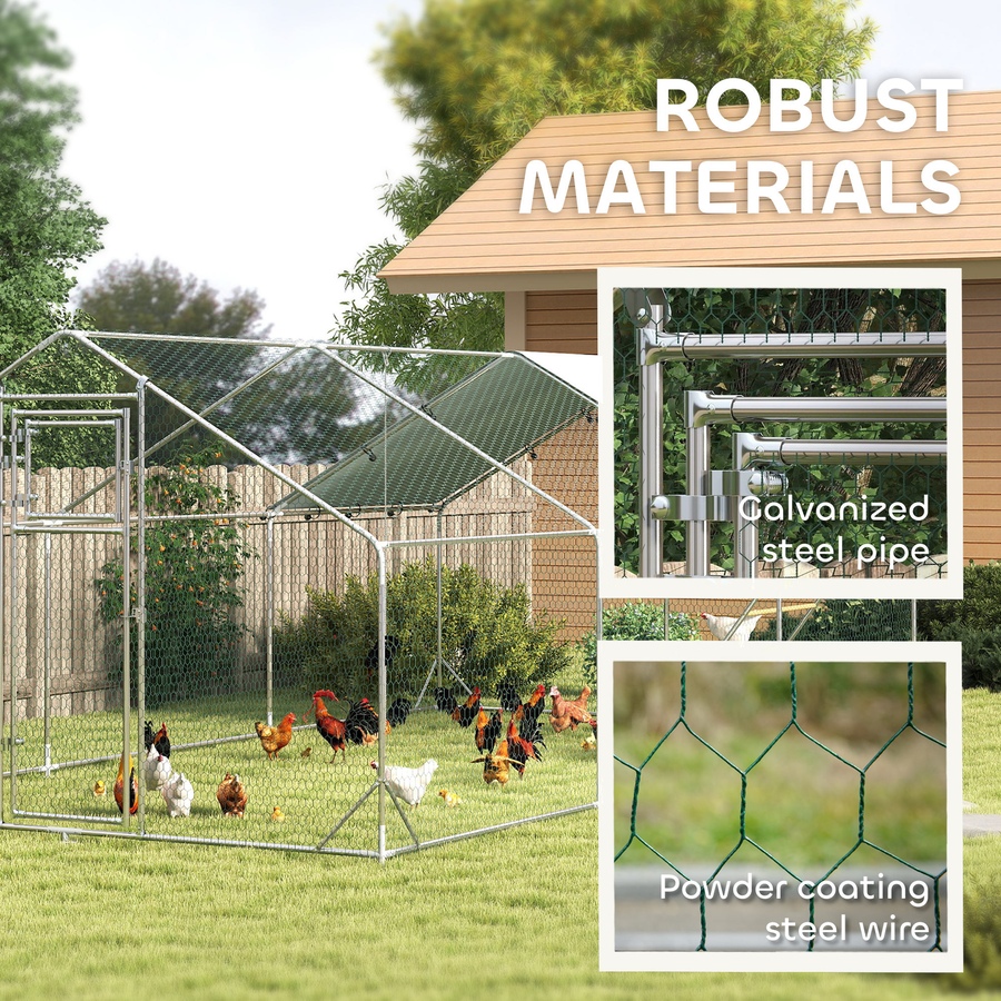 Image 923417_ALTMORE6.jpg, Product 923-417 / Price $329.99, PawHut Chicken Run, Large Metal Chicken Coop w/ Cover for 18-24 Chickens from PawHut on TSC.ca's Home & Garden department