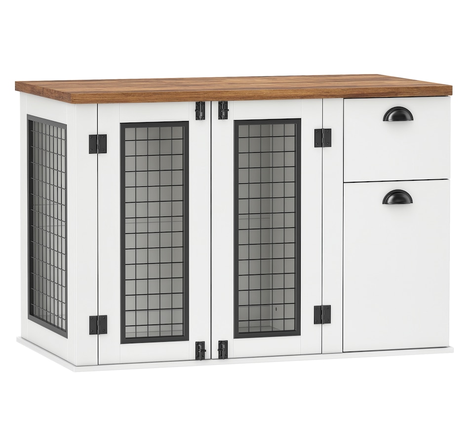 Image 923445.jpg, Product 923-445 / Price $229.99, PawHut 44" Dog Crate Furniture with Double Doors, for Medium Dogs, White from PawHut on TSC.ca's Home & Garden department