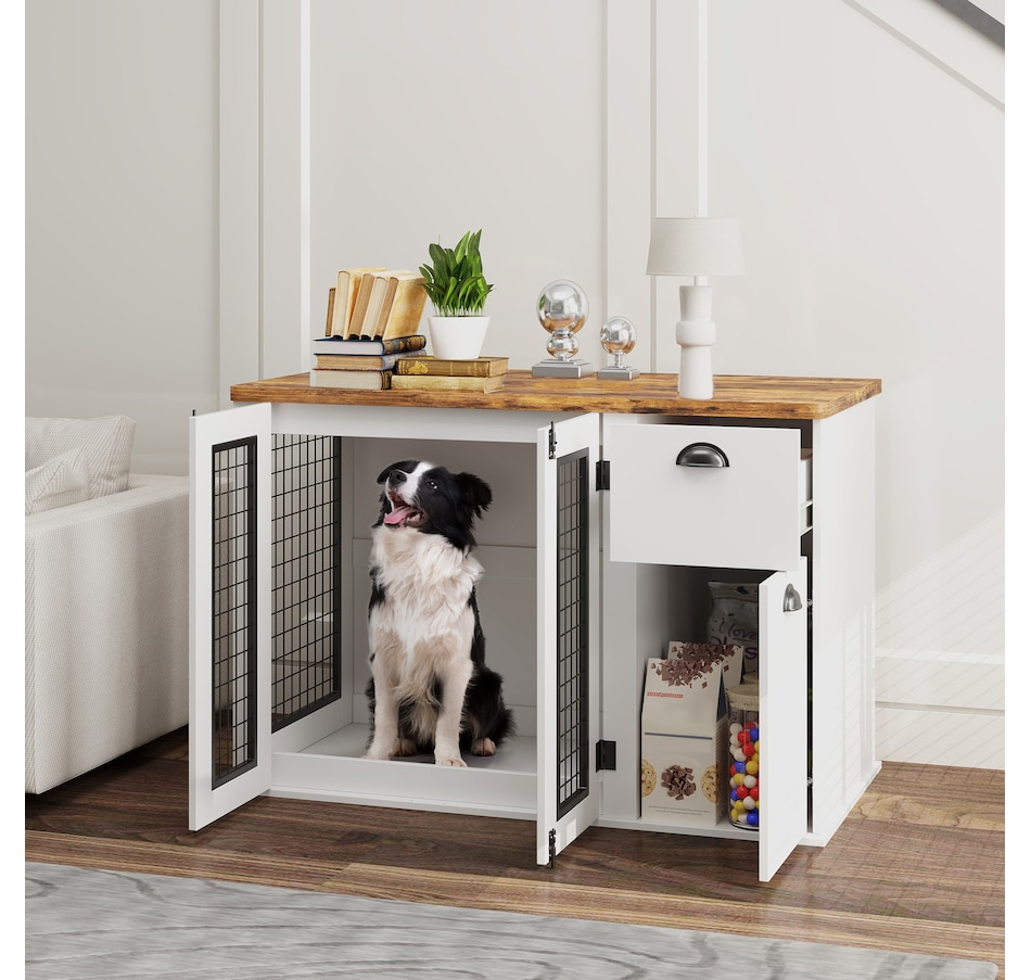 Image 923445_ALTMORE1.jpg, Product 923-445 / Price $229.99, PawHut 44" Dog Crate Furniture with Double Doors, for Medium Dogs, White from PawHut on TSC.ca's Home & Garden department