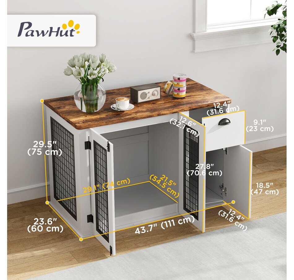 Image 923445_ALTMORE2.jpg, Product 923-445 / Price $229.99, PawHut 44" Dog Crate Furniture with Double Doors, for Medium Dogs, White from PawHut on TSC.ca's Home & Garden department