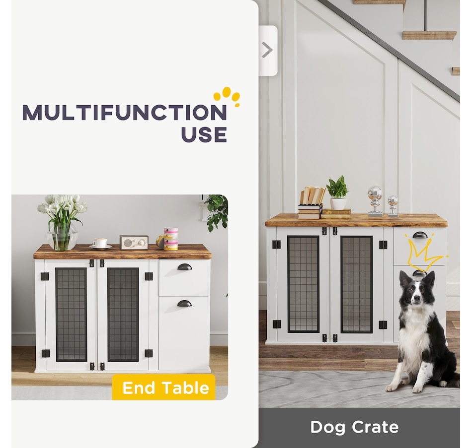 Image 923445_ALTMORE3.jpg, Product 923-445 / Price $229.99, PawHut 44" Dog Crate Furniture with Double Doors, for Medium Dogs, White from PawHut on TSC.ca's Home & Garden department