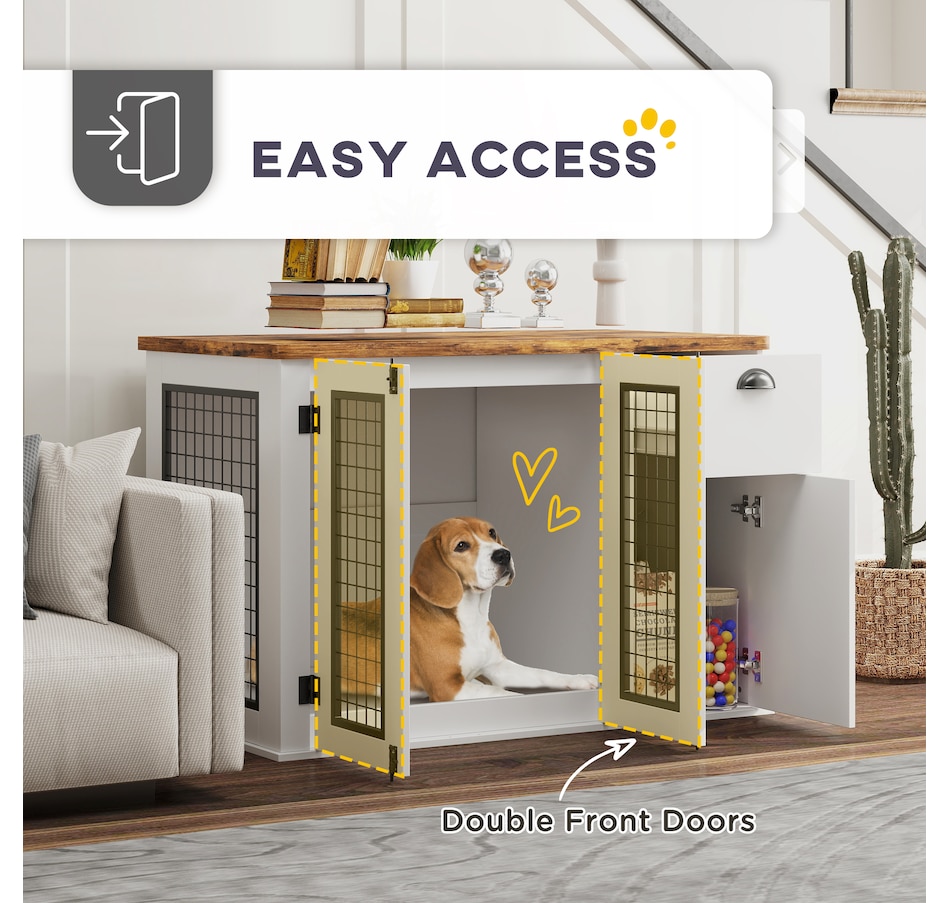 Image 923445_ALTMORE4.jpg, Product 923-445 / Price $229.99, PawHut 44" Dog Crate Furniture with Double Doors, for Medium Dogs, White from PawHut on TSC.ca's Home & Garden department