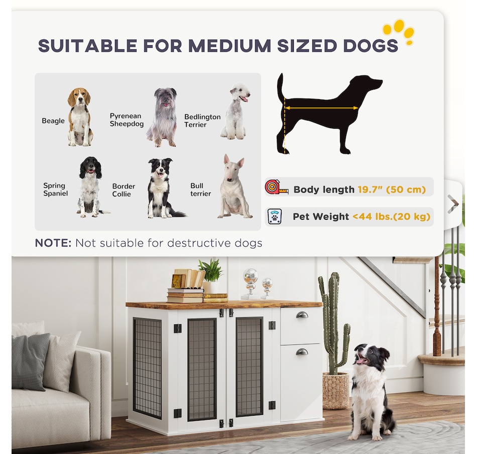Image 923445_ALTMORE7.jpg, Product 923-445 / Price $229.99, PawHut 44" Dog Crate Furniture with Double Doors, for Medium Dogs, White from PawHut on TSC.ca's Home & Garden department