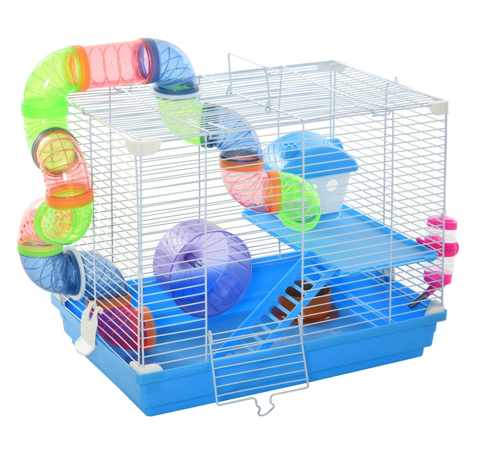 Image 923447.jpg, Product 923-447 / Price $48.99, PawHut 18" Large Hamster Cage, 2-Level Small Animal House, Blue from PawHut on TSC.ca's Home & Garden department