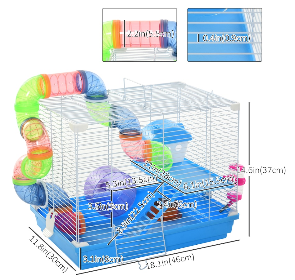 Image 923447_ALTMORE2.jpg, Product 923-447 / Price $48.99, PawHut 18" Large Hamster Cage, 2-Level Small Animal House, Blue from PawHut on TSC.ca's Home & Garden department