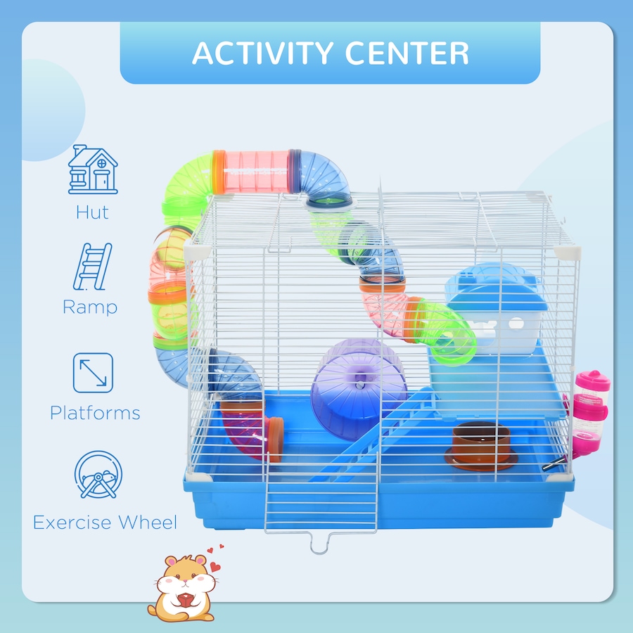 Image 923447_ALTMORE3.jpg, Product 923-447 / Price $51.99, PawHut 18" Large Hamster Cage, 2-Level Small Animal House, Blue from PawHut on TSC.ca's Home & Garden department
