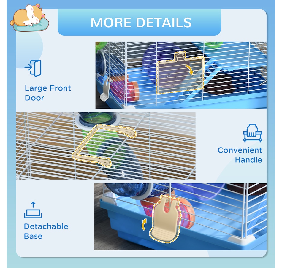 Image 923447_ALTMORE5.jpg, Product 923-447 / Price $48.99, PawHut 18" Large Hamster Cage, 2-Level Small Animal House, Blue from PawHut on TSC.ca's Home & Garden department