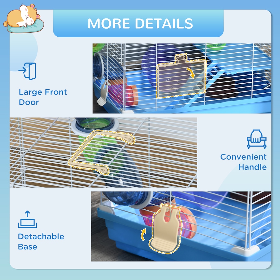Image 923447_ALTMORE5.jpg, Product 923-447 / Price $51.99, PawHut 18" Large Hamster Cage, 2-Level Small Animal House, Blue from PawHut on TSC.ca's Home & Garden department