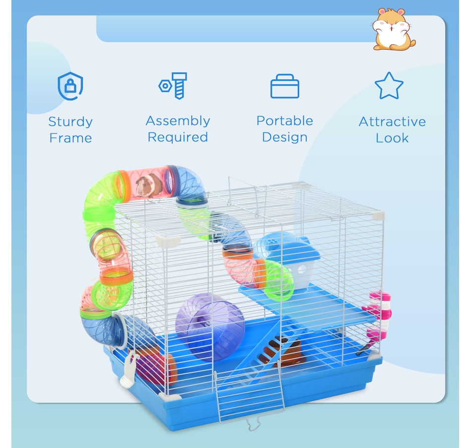 Image 923447_ALTMORE6.jpg, Product 923-447 / Price $48.99, PawHut 18" Large Hamster Cage, 2-Level Small Animal House, Blue from PawHut on TSC.ca's Home & Garden department