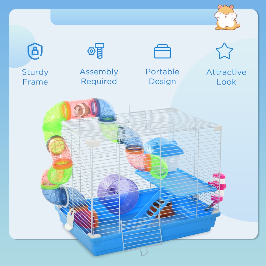Image 923447_ALTMORE6.jpg, Product 923-447 / Price $51.99, PawHut 18" Large Hamster Cage, 2-Level Small Animal House, Blue from PawHut on TSC.ca's Home & Garden department