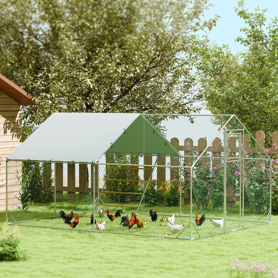 Image 923451_ALTMORE1.jpg, Product 923-451 / Price $306.99, PawHut Chicken Run, Large Metal Chicken Coop w/ Cover for 12-18 Chickens from PawHut on TSC.ca's Home & Garden department