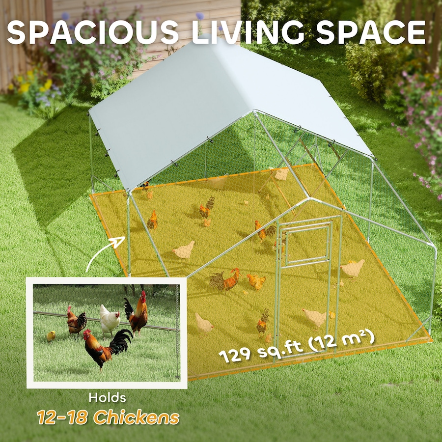 Image 923451_ALTMORE4.jpg, Product 923-451 / Price $306.99, PawHut Chicken Run, Large Metal Chicken Coop w/ Cover for 12-18 Chickens from PawHut on TSC.ca's Home & Garden department