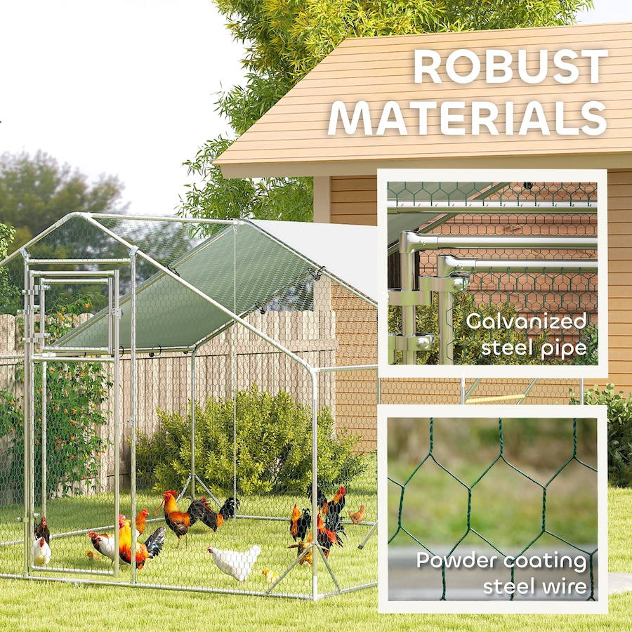 Image 923451_ALTMORE6.jpg, Product 923-451 / Price $306.99, PawHut Chicken Run, Large Metal Chicken Coop w/ Cover for 12-18 Chickens from PawHut on TSC.ca's Home & Garden department