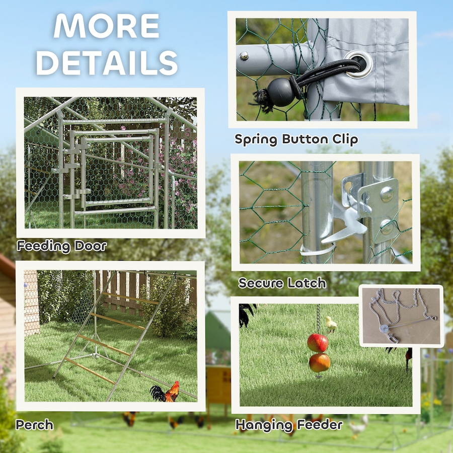 Image 923451_ALTMORE7.jpg, Product 923-451 / Price $306.99, PawHut Chicken Run, Large Metal Chicken Coop w/ Cover for 12-18 Chickens from PawHut on TSC.ca's Home & Garden department
