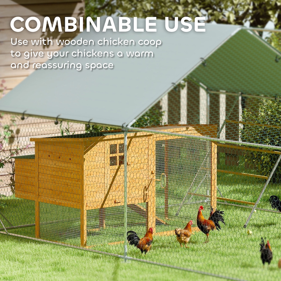Image 923451_ALTMORE8.jpg, Product 923-451 / Price $306.99, PawHut Chicken Run, Large Metal Chicken Coop w/ Cover for 12-18 Chickens from PawHut on TSC.ca's Home & Garden department