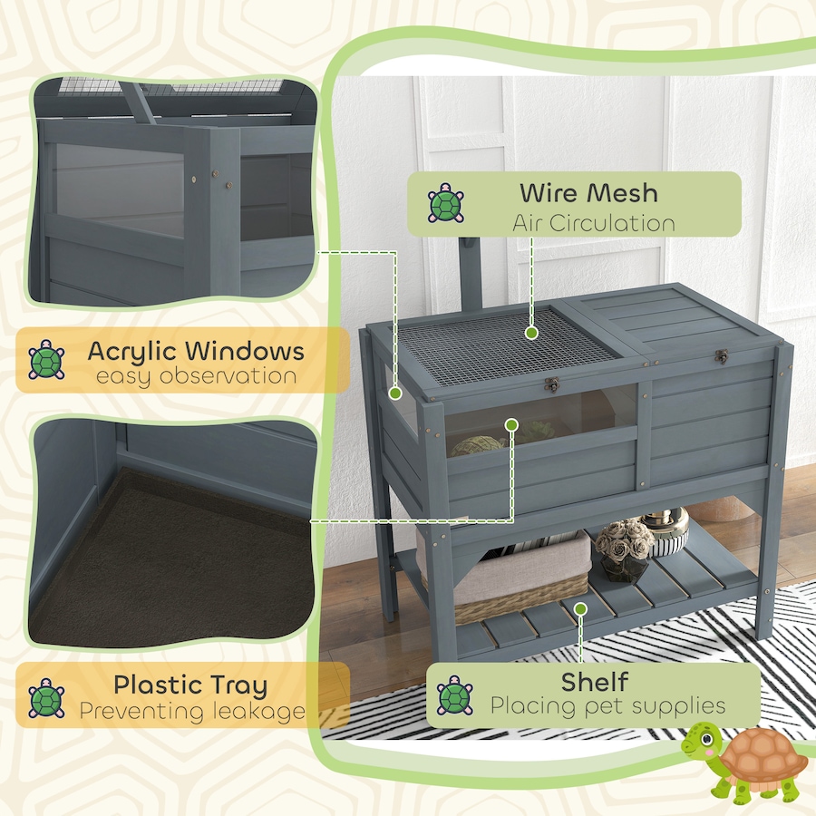 Image 923469_ALTMORE6.jpg, Product 923-469 / Price $137.99, PawHut Wooden Tortoise House Indoor W/ Shelf, Lamp Frame, Tray from PawHut on TSC.ca's Home & Garden department