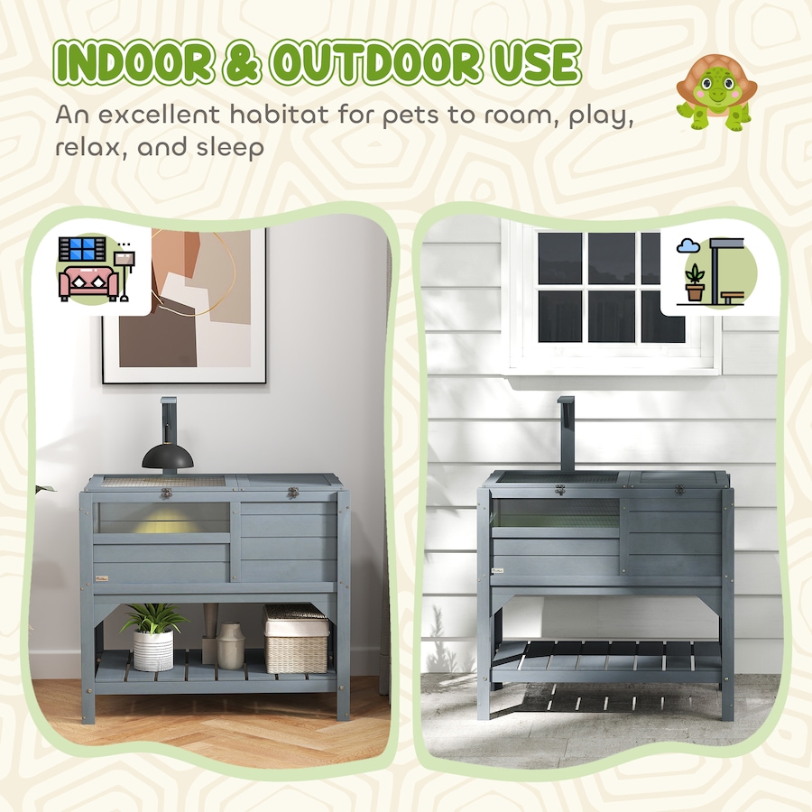 Image 923469_ALTMORE7.jpg, Product 923-469 / Price $137.99, PawHut Wooden Tortoise House Indoor W/ Shelf, Lamp Frame, Tray from PawHut on TSC.ca's Home & Garden department